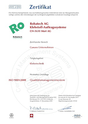 Robatech AG - Zertifikat